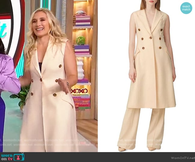 Adeam Button Knee Length Vest worn by Brittney Levine on Sherri