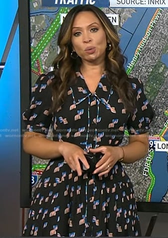 Adelle’s black printed shirtdress on Today