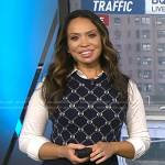 Adelle’s navy bow print knit vest on Today