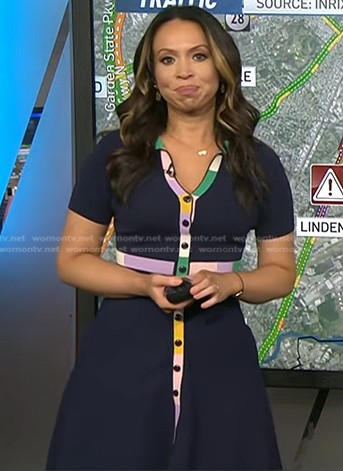 Adelle’s rainbow trim collared dress on Today