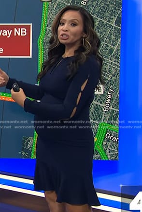 Adelle’s navy cutout sleeve dress on Today