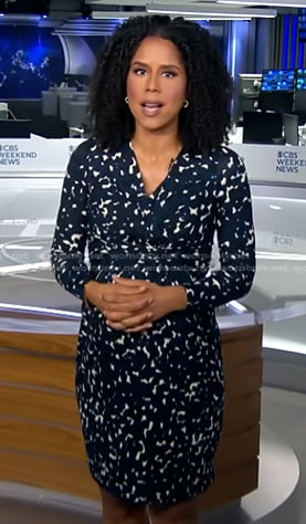 Adriana Diaz’s print wrap dress on CBS Evening News