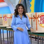 Adrianna’s blue asymmetric pleated dress on Today