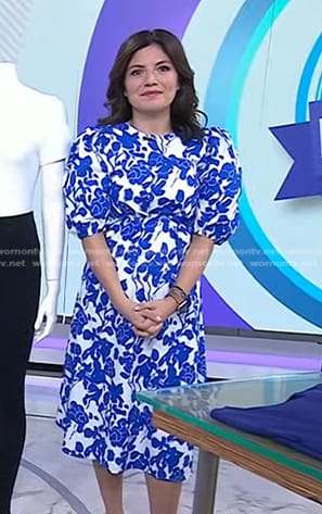 Adrianna’s blue floral print dress on Today