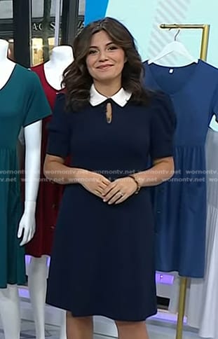 Adrianna’s navy keyhole collared dress on Today