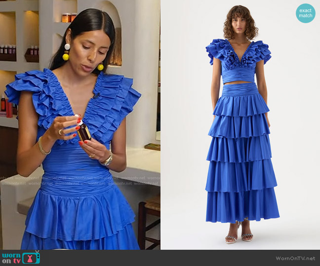 Aje Rhythmic Frill Bodice Top in Marine Blue worn by Babba Rivera on Today