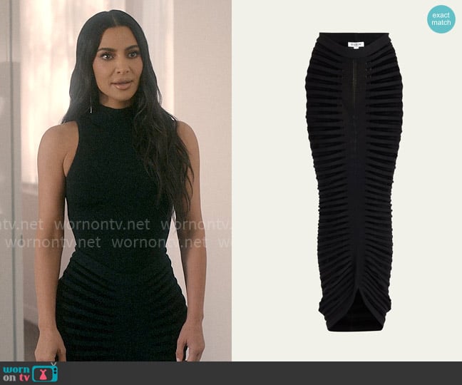Alaia 3D Long Ribbed Sweater Skirt worn by Siobhan Corbyn (Kim Kardashian) on American Horror Story