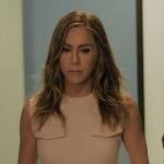 Alex’s long beige knit dress with front pockets on The Morning Show
