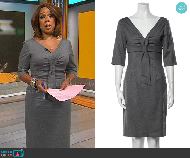 Alexander McQueen Virgin Wool Knee Length Dress worn by Gayle King on CBS Mornings