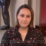 Ali Vitali’s black floral tie neck blouse on NBC News Daily