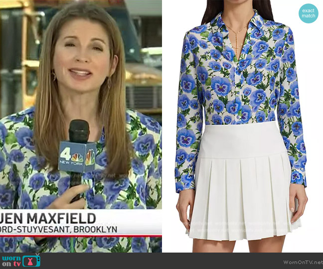 Alice + Olivia Eloise Silk Blouse worn by Jen Maxfield on NBC News Daily