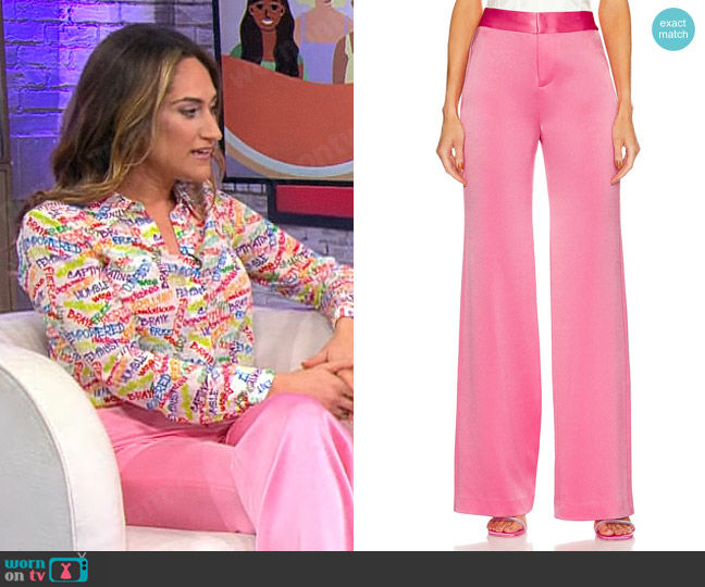 Alice + Olivia Deanna Pants in Primrose worn by Paige More on CBS Mornings