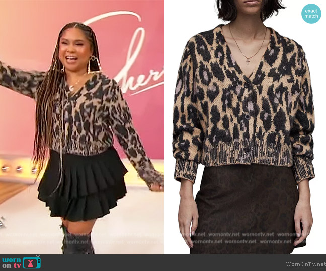All Saints Wick Anita Cardigan Sweater worn by Angela Yee on Sherri
