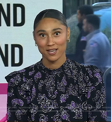 Ally’s black paisley print blouse on Today