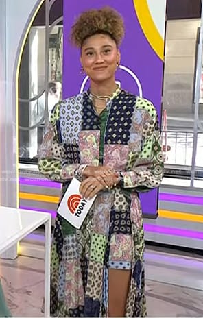 Ally’s patchwork print shirt and skirt on Today