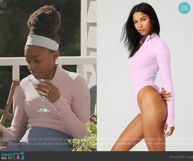 Alo Yoga Rise-up Long Sleeve Bodysuit worn by Venita Aspen on Southern Charm
