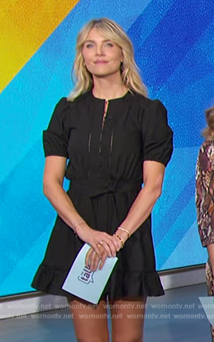 Amanda’s black tie waist mini dress on The Talk