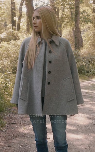 Anna’s grey cape jacket on American Horror Story