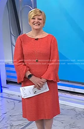 Anne Thompson’s orange waffle bell sleeve dress on Today