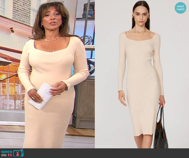 Area Stars Ivory Sweetheart Dress worn by Michelle Miller on CBS Mornings