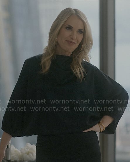 Ashleigh’s black draped dress on American Horror Story