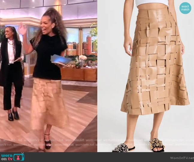 A.W.A.K.E Mode Weaved Vegan Leather Skirt worn by Sunny Hostin on The View