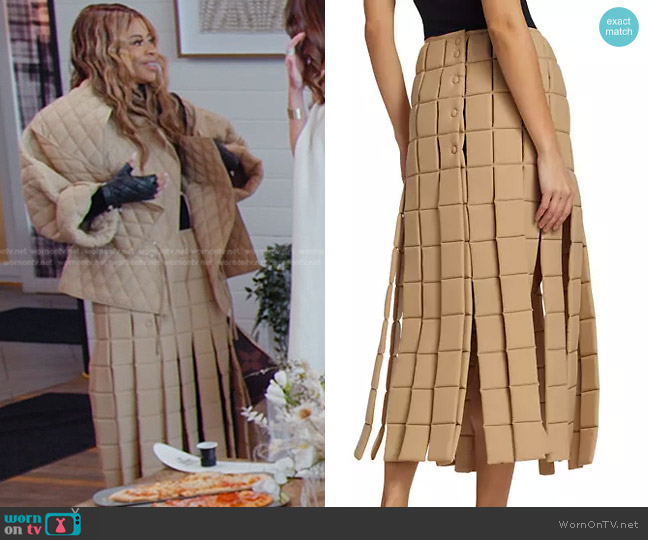 A.W.A.K.E. Mode Paneled Quilted Midi-Skirt worn by Mary Cosby on The Real Housewives of Salt Lake City