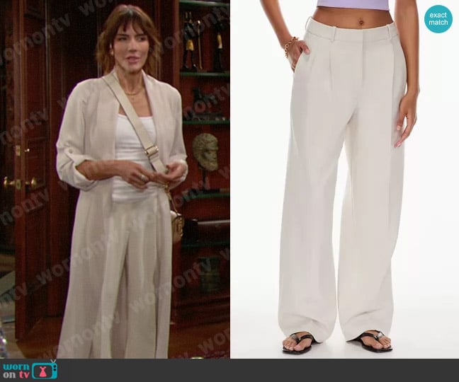Babaton Pleated Pants in Bone worn by Taylor Hayes (Krista Allen) on The Bold and the Beautiful