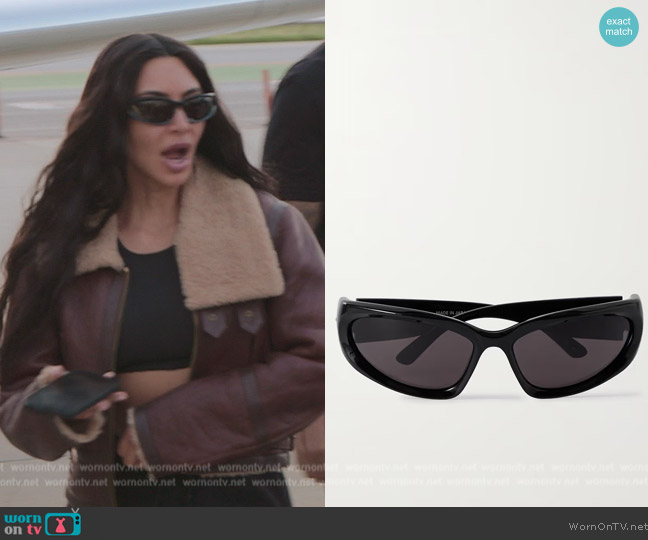 Balenciaga Swift oval-frame acetate sunglasses worn by Kim Kardashian (Kim Kardashian) on The Kardashians