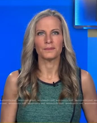 Becky Worley’s green tweed sleeveless top on Good Morning America