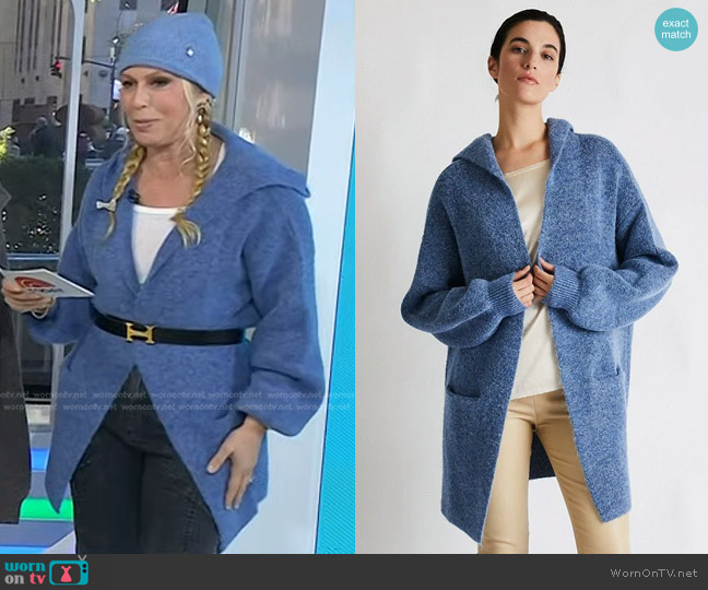 Beryll Cashmere Cardigan with Hood Vivian in Denim worn by Jill Martin on Today