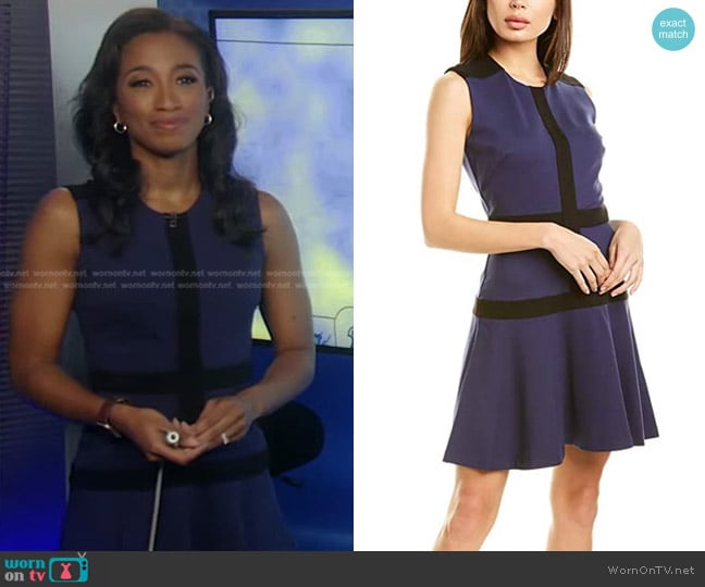 Nicole Miller Artelier Ponte Flare Dress worn by Brittany Bell on Good Morning America