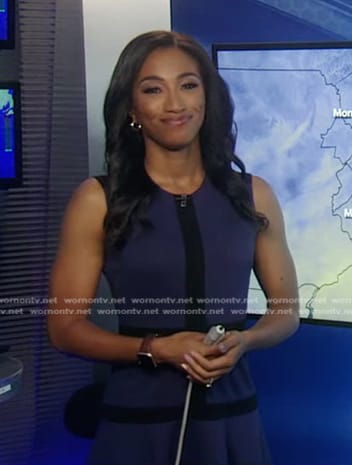 Brittany’s navy colorblock dress on Good Morning America