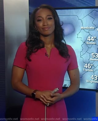 Brittany’s pink v-neck dress on Good Morning America