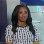 Brittany’s white and blue printed knit dress on Good Morning America