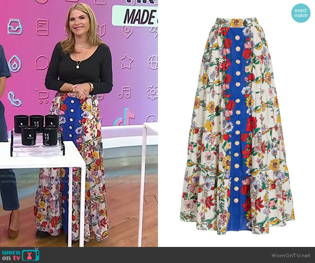 Cara Cara Nathali Floral Cotton-Poplin Maxi Skirt worn by Jenna Bush Hager on Today