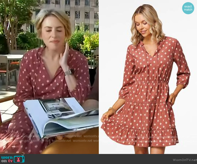 Cato Fashions Floral Corduroy Dress worn by Erin Napier on Access Hollywood