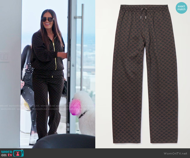 Celine Logo-Print Jersey Track Pants worn by Lisa Barlow on The Real Housewives of Salt Lake City