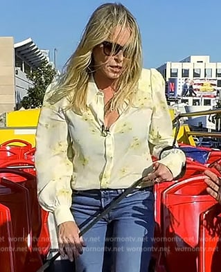 Chelsea Handler’s pink floral print blouse on Access Hollywood