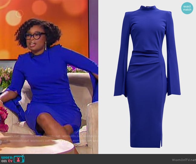 Nefeli Ruched Mock-Neck Bodycon Midi Dress Chiara Boni La Petite Robe worn by Jennifer Hudson on The Jennifer Hudson Show