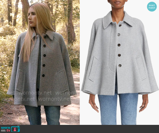 Chloe Short Soft Wool Blend Cape Coat worn by Anna Victoria Alcott (Emma Roberts) on American Horror Story
