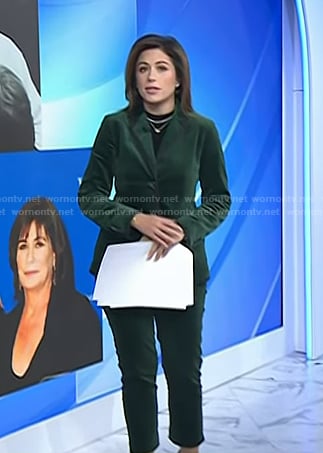 Chloe’s green velvet blazer and pants on Today