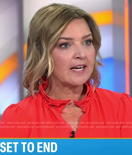 Christine Romans’ ruffle neck blouse on Today