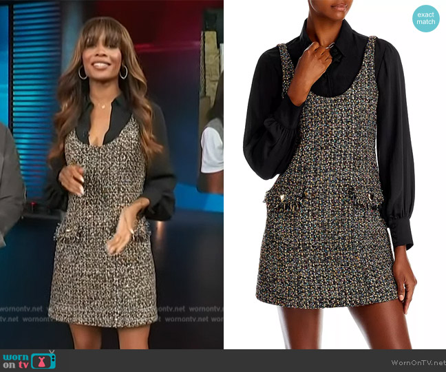 Cinq a Sept Florianna Confetti Tweed Mini Dress worn by Zuri Hall on Access Hollywood