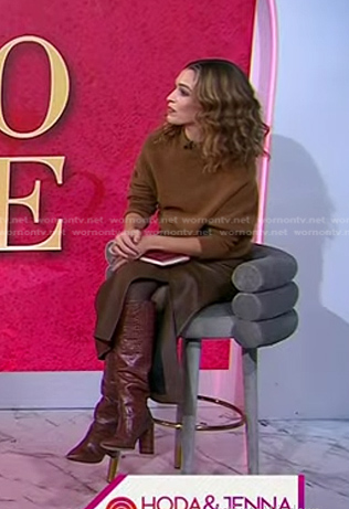 Cleo Wade’s brown crocodile boots on Today