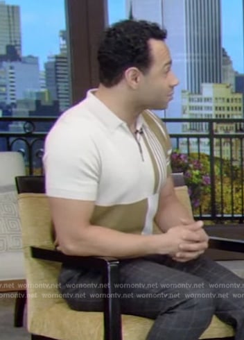 Corbin Bleu’s colorblock polo on Live with Kelly and Mark