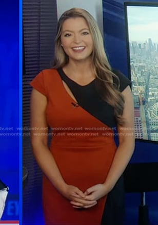 Dani Beckstrom’s orange and black cutout dress on Good Morning America