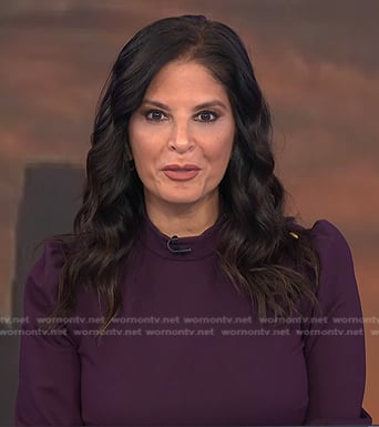 Darlene Rodriguez’s purple buttoned shoulder dress on Today