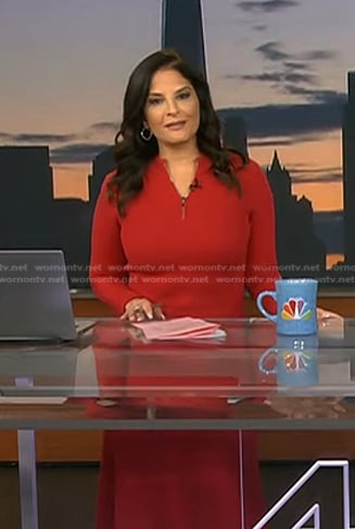 Darlene’s red quarter zip dress on Today