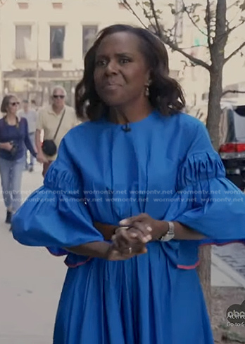 Deborah’s blue poplin midi dress on Good Morning America